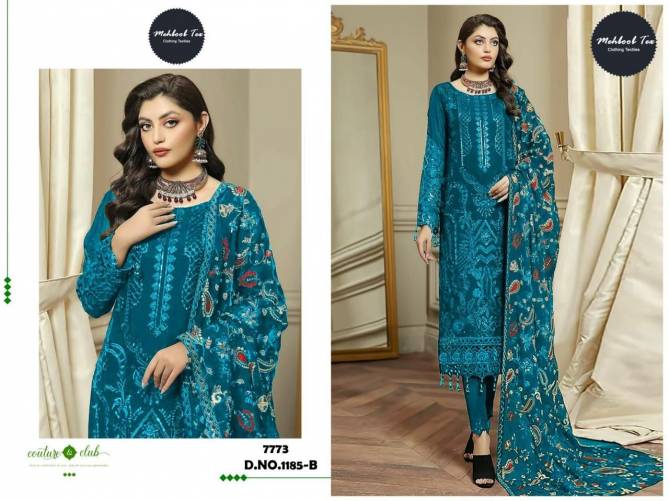 1185 By Mehboob Tex Faux Georgette Embroidered Work Pakistani Suit Catalog